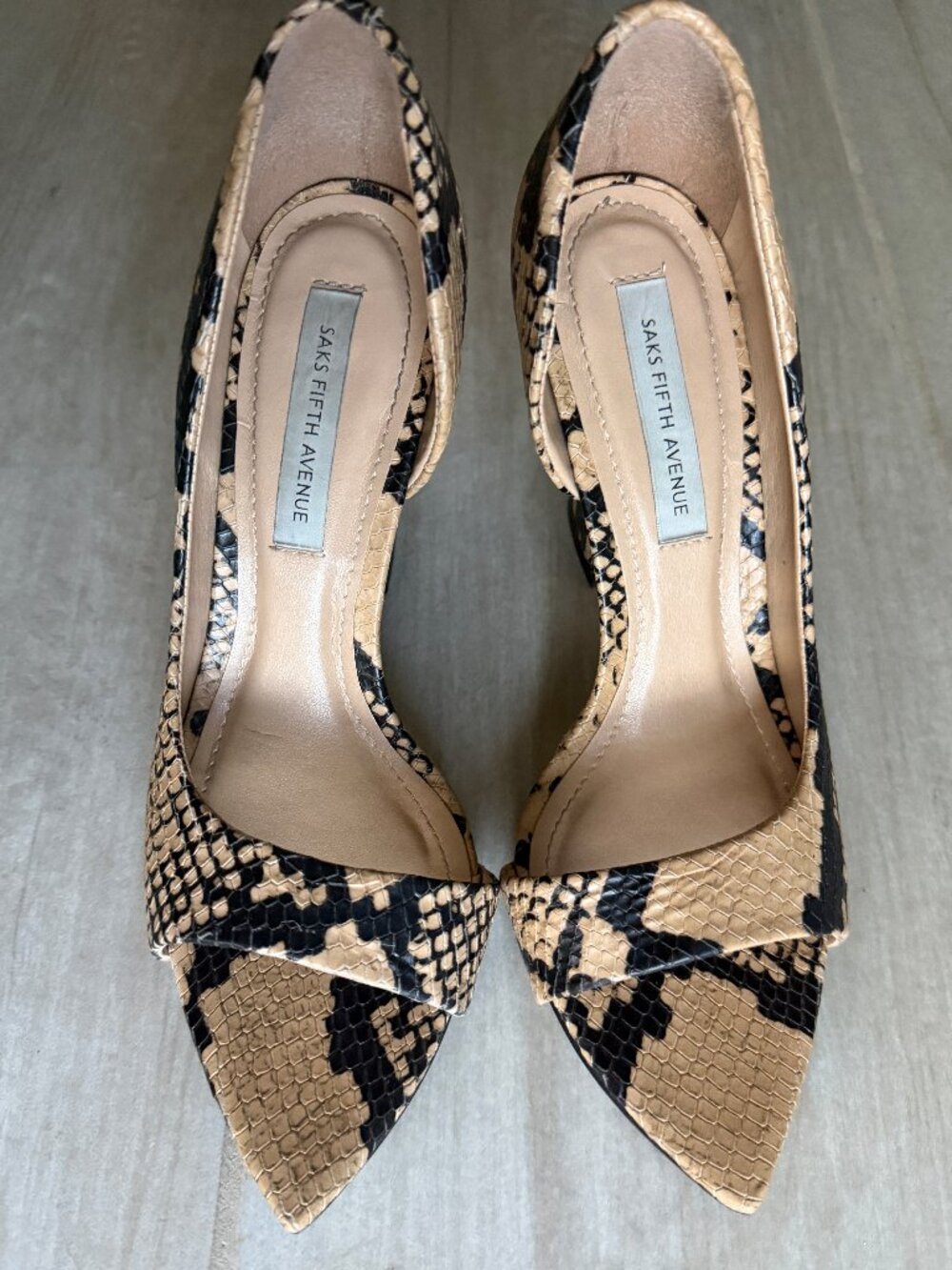 Saks Fifth Avenue Python-Embossed Leather Heels – Size 5.5